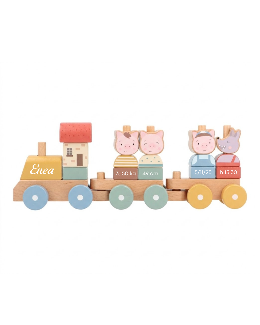 Trenino in legno "Pigs Family" Personalizzato
