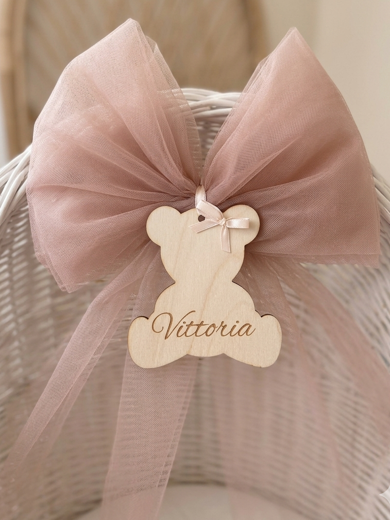 Fiocco Nascita in Tulle - "Little Girl" - Personalizzato