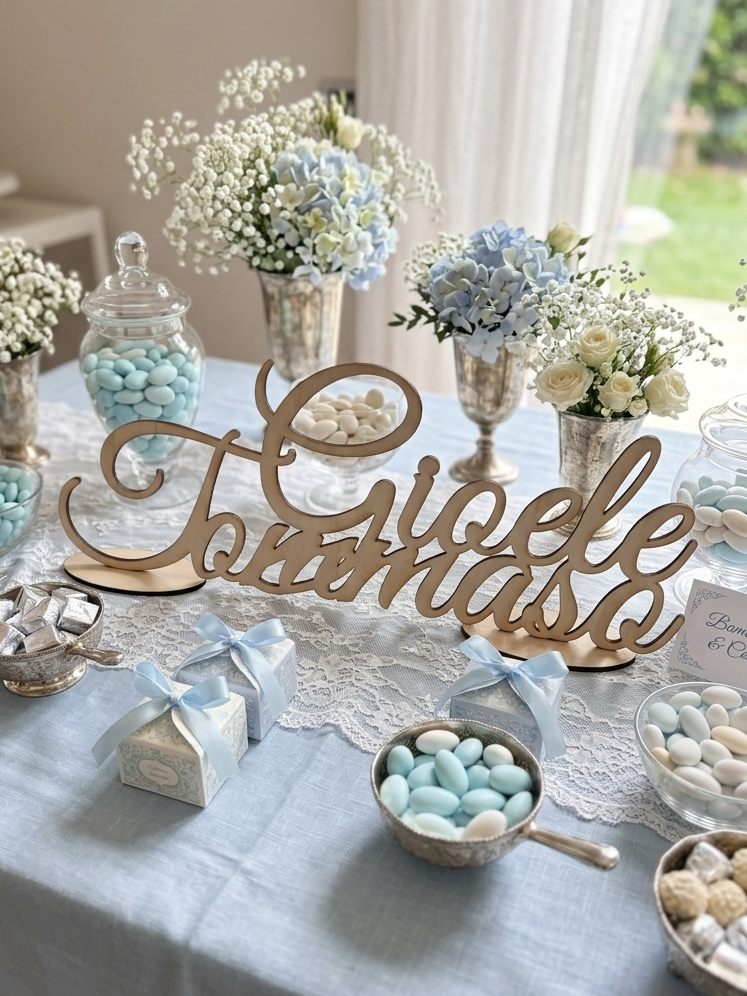 Scritta Personalizzata in Legno per Eventi e Confettate