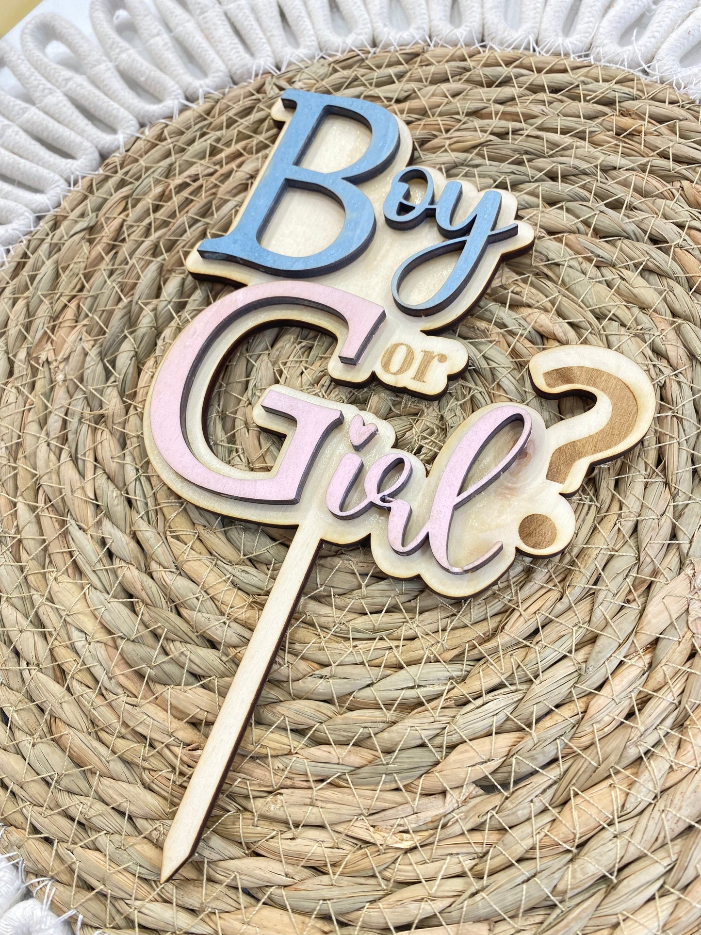 Cake Topper "Boy or Girl" - 3D rosa e azzurro
