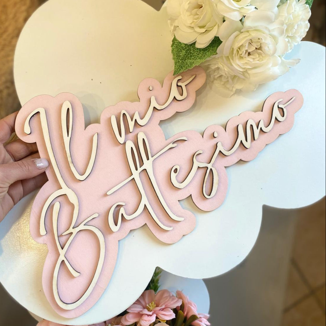 Scritta in legno - Calligrafica - Pink