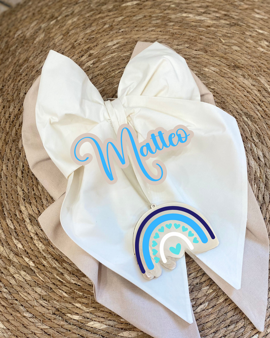 Fiocco Nascita Arcobaleno - Beige