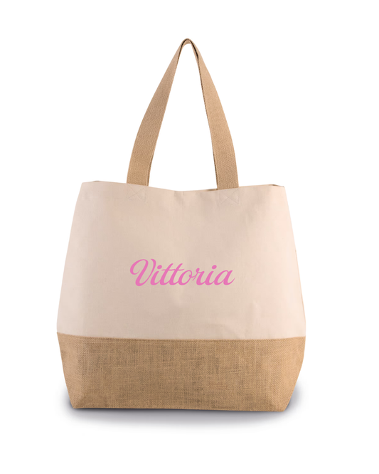 Shopper in tela di cotone e juta personalizzata