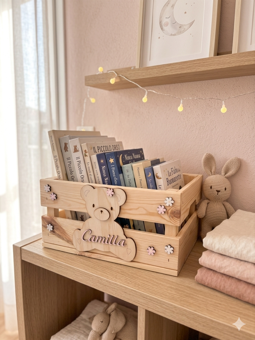 Cassetta Portagiochi e Libri in Legno "Camilla"