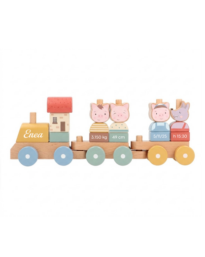 Trenino in legno "Pigs Family" Personalizzato