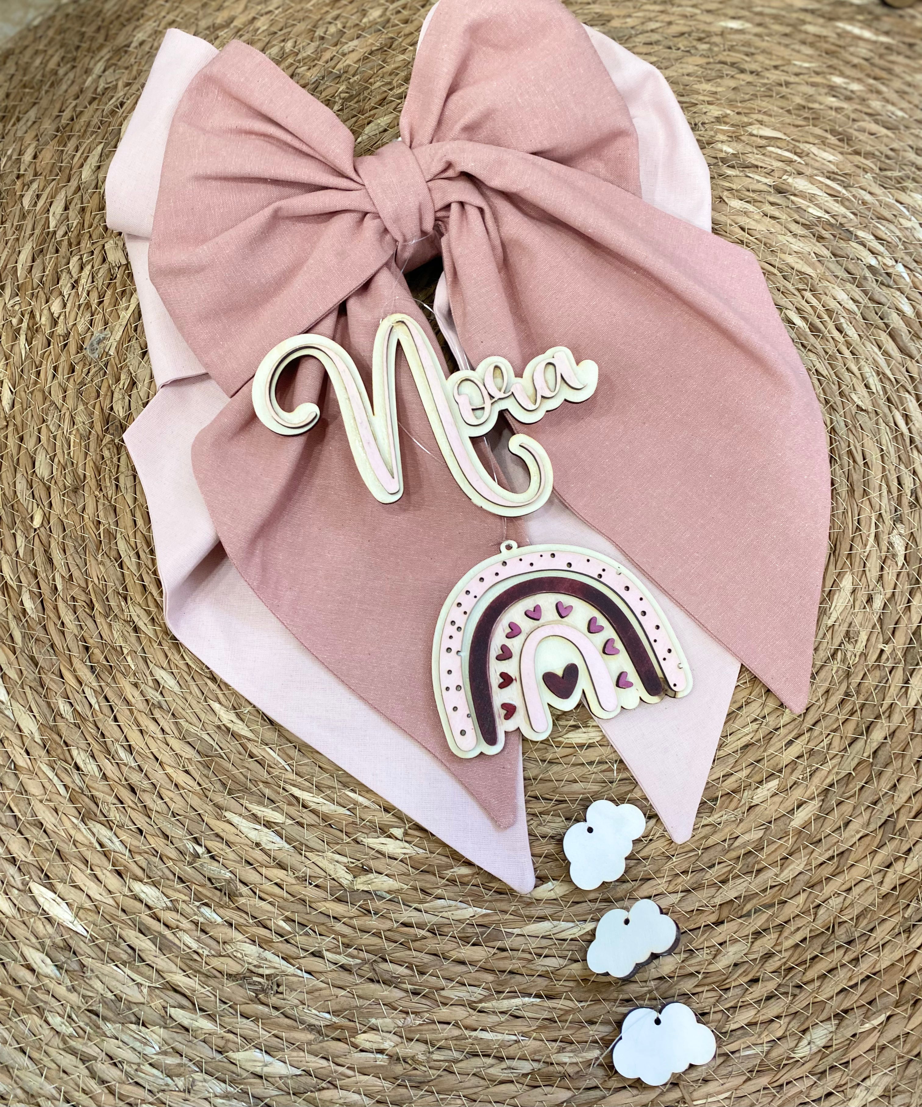 Fiocco nascita "Arcobaleno" rosa