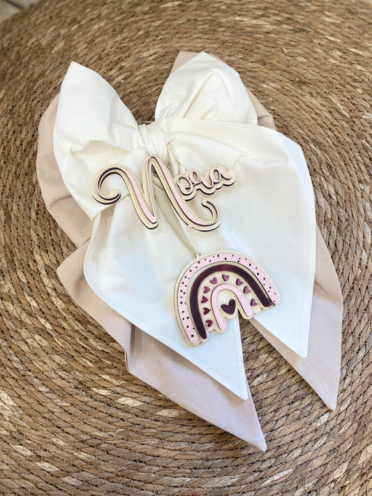 Fiocco Nascita Arcobaleno - Beige
