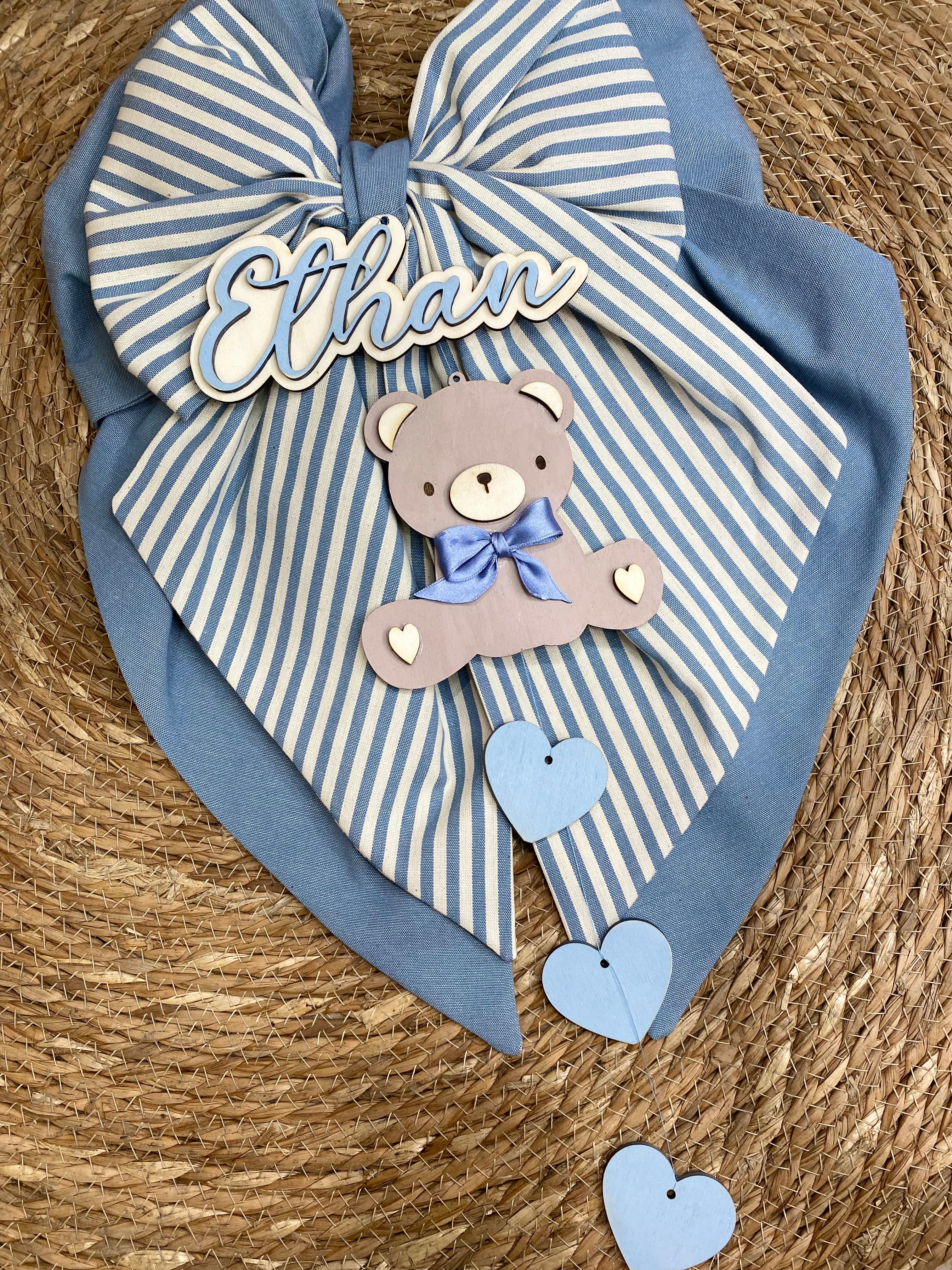 Fiocco Nascita Teddy - Azzurro