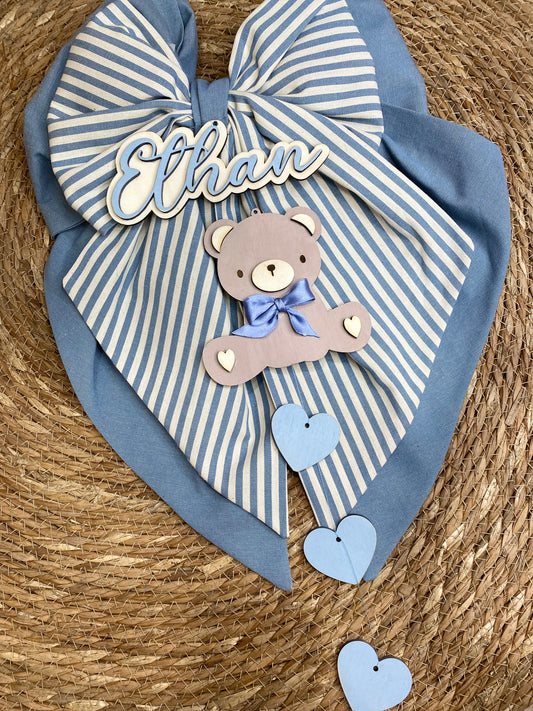 Fiocco Nascita Teddy - Azzurro
