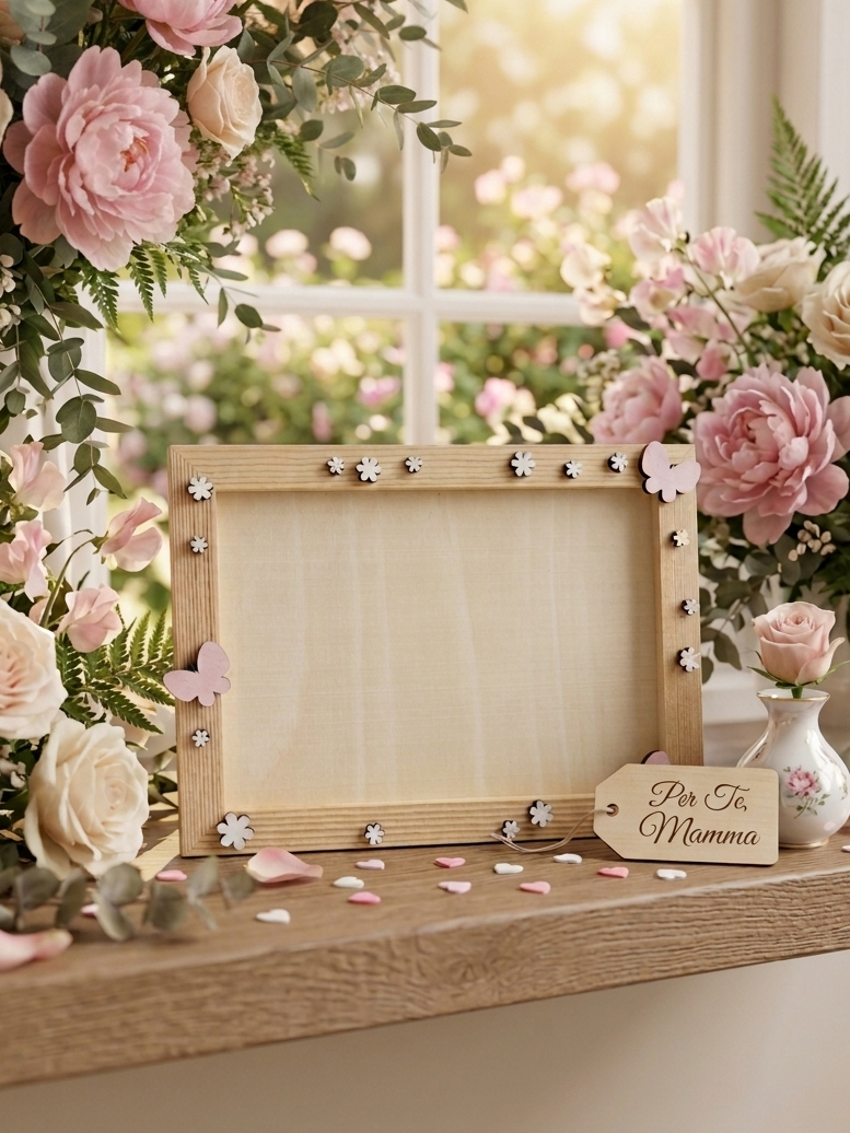 Quadretto in Legno con Frase Personalizzabile - Farfalle Rosa