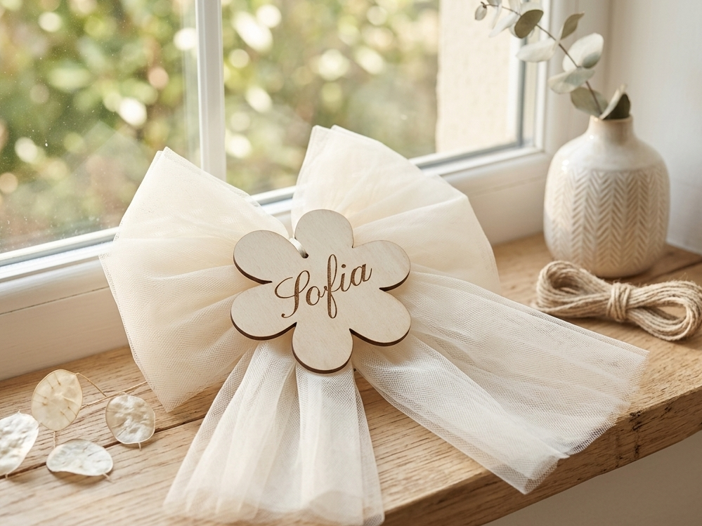 Fiocco Nascita in Tulle - "Dolce Attesa" - Personalizzato