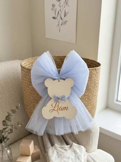 Fiocco Nascita in Tulle - "Little Boy" - Personalizzato
