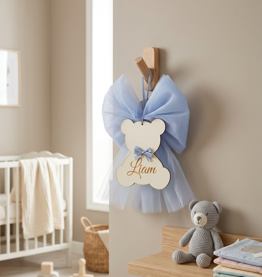Fiocco Nascita in Tulle - "Little Boy" - Personalizzato