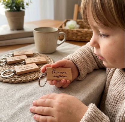 Portachiavi Rettangolare in Legno - Personalizzabile