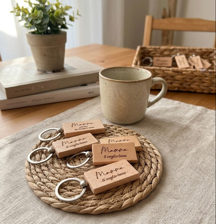 Portachiavi Rettangolare in Legno - Personalizzabile