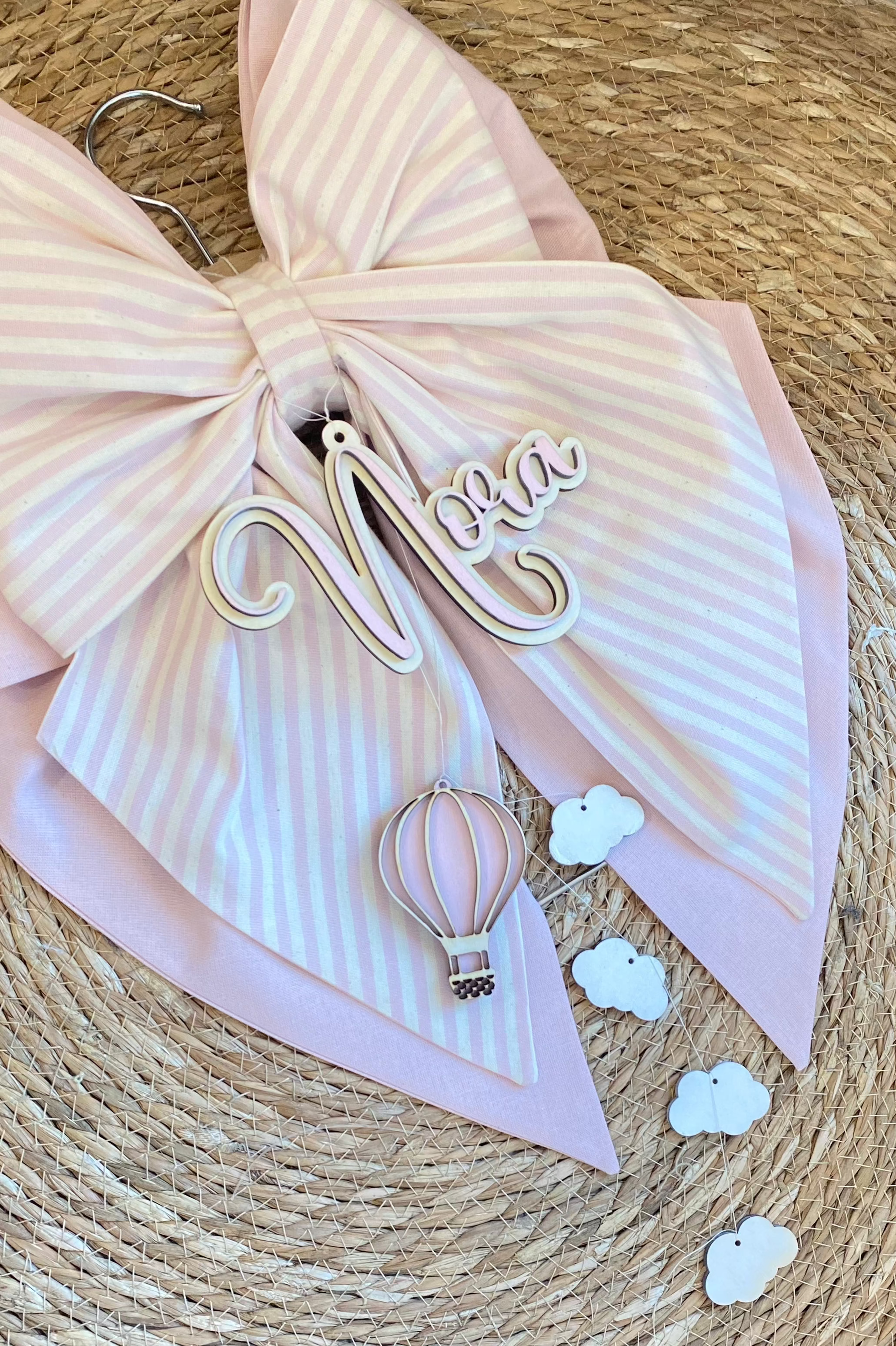 Fiocco Nascita "Mongolfiera Rosa Baby"