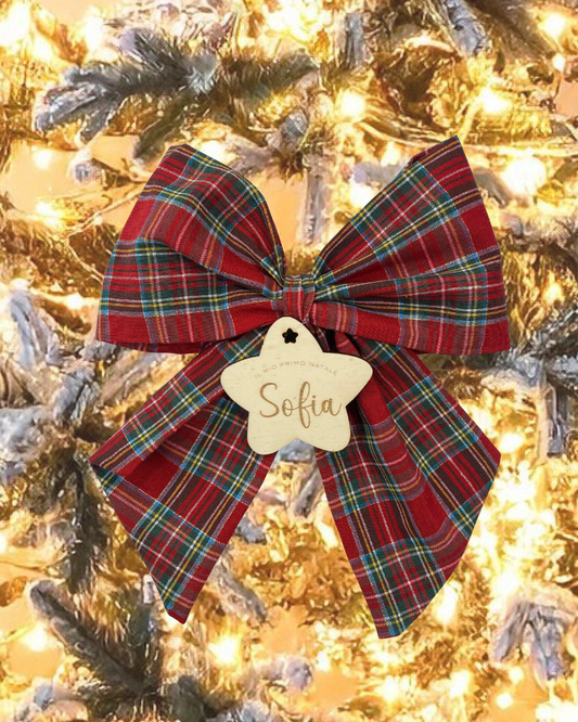 Fiocco per Albero con pendente in Legno Stellina