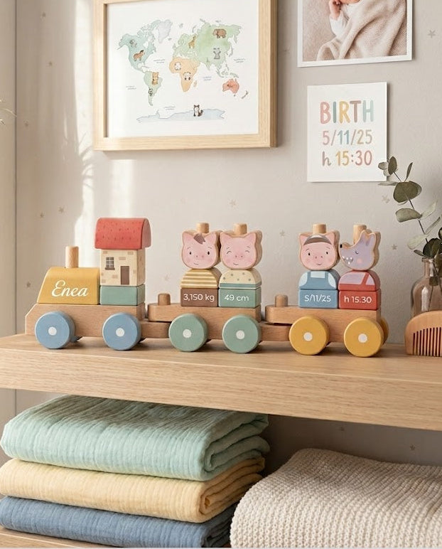Trenino in legno "Pigs Family" Personalizzato